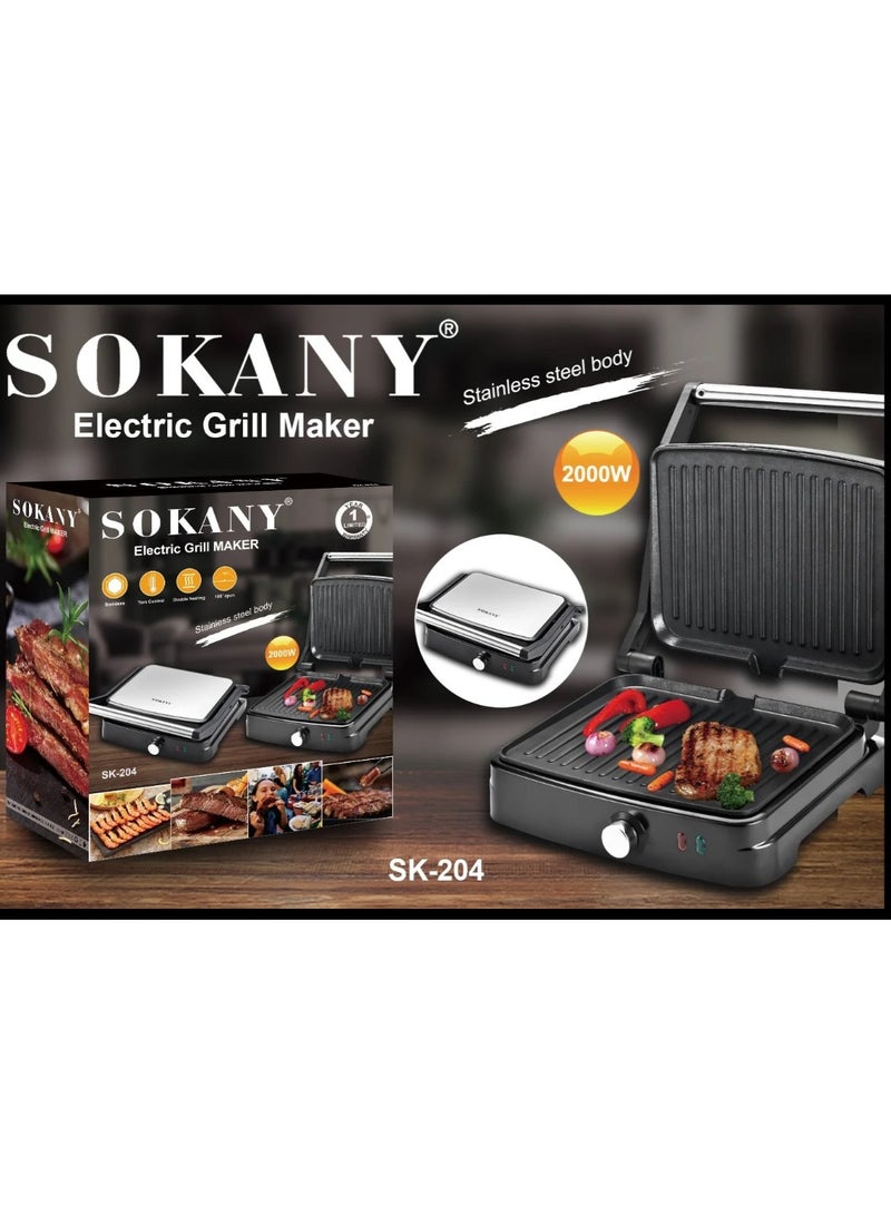 سوكاني جريل و شواية كهربائية بقدرة 2000 وات من سوكاني، Sk-204 - Image 1