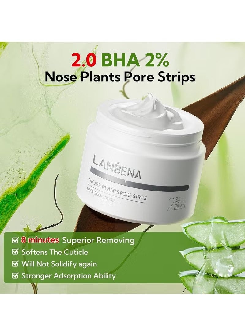 LANBENA 2.0 Nose Pore Strips, Blackhead Remover Mask with Salicylic Acid, Amazonian White Clay, Pore Cleanser Purifying Peel off Face Mask with 60 PCS Strips, Aloe Facial Mask(1.05 Ounce) - Image 2