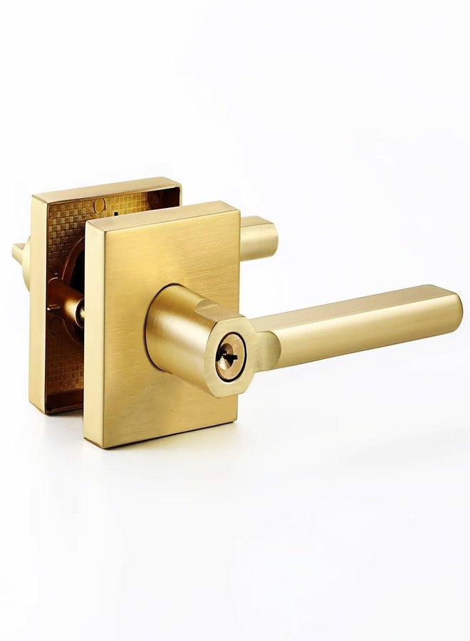 Linkaa Brass Gold Interior Privacy Door Handle with Lock and 3 Key, Door Lever for Front Door Bedroom Office, Reversible Lever,Heavy Duty Zinc Alloy（Gold，Privacy Lock with 3 Keys，1 Pack） - Image 2