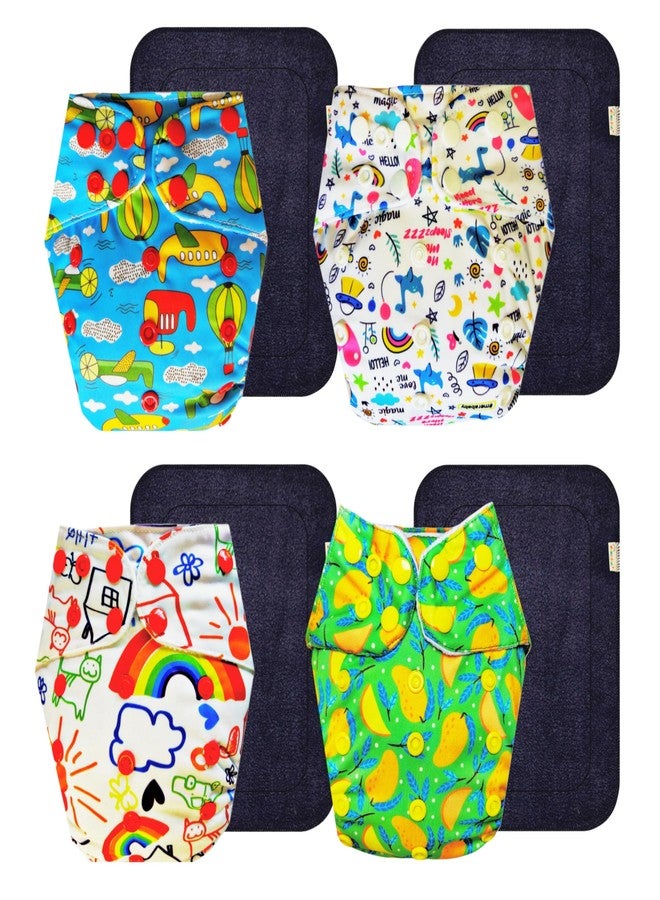 Dumbledo Premium Cloth Diaper with Gray Insert (Pack of 4) | Dry Feel and Comfortable | Reusable & Washable | Quick Dry | Worry-Free Diapering | 3 Months - 3 Years | Unisex Baby - Image 1