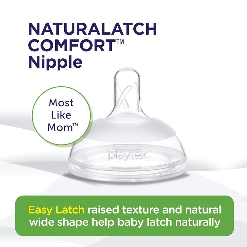 Playtex Baby Naturalatch Most like Mom Silicone Baby Bottle Nipples, Fast Flow, Pack of 2 Nipples (Compatible with all Playtex Baby Bottles) - Image 2