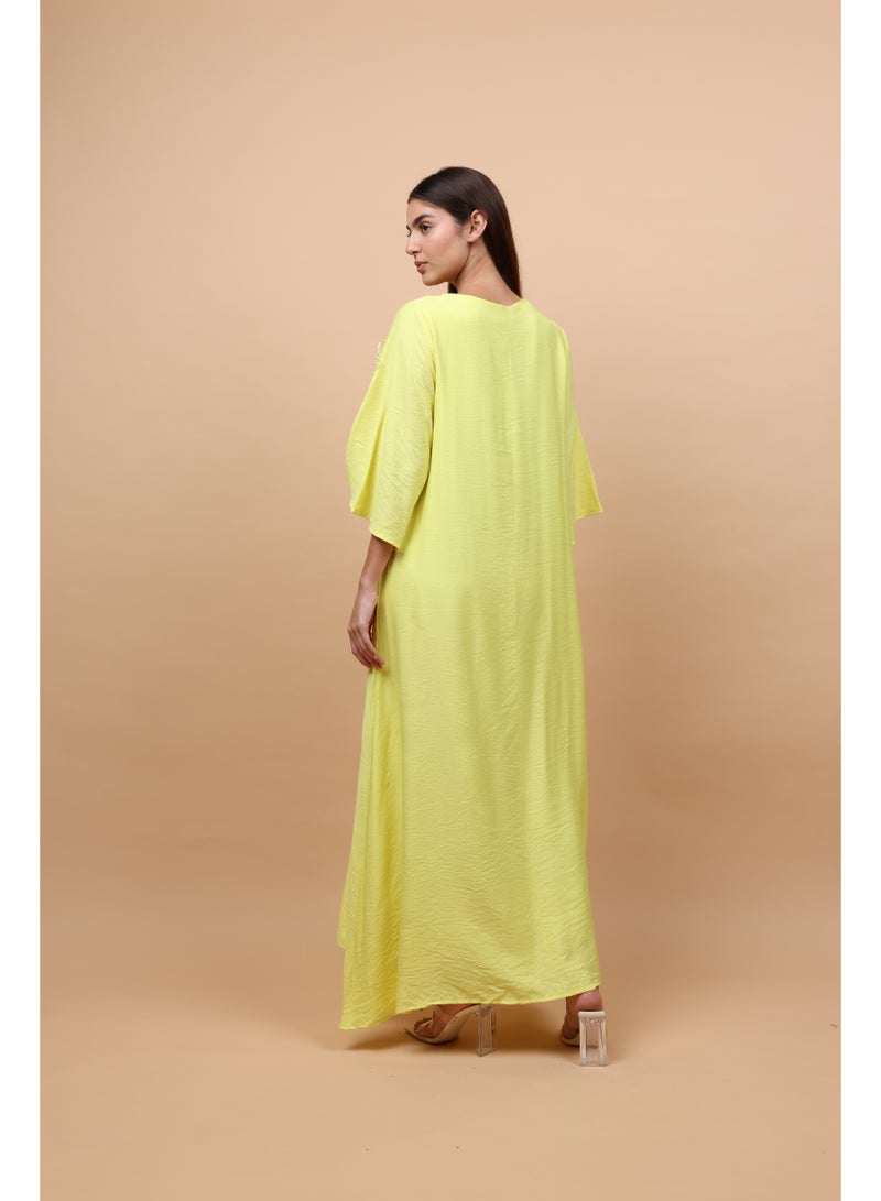 IKKXA Applique Flowers Crystal Details Jalabiya - Image 4