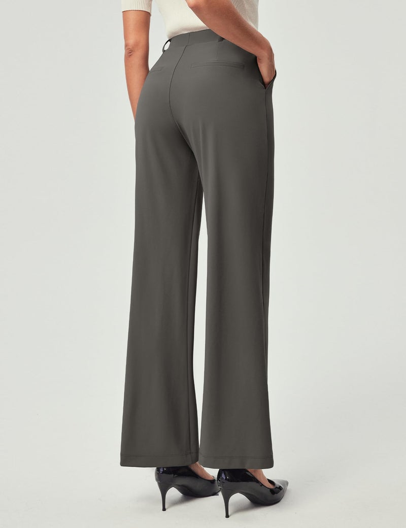 IUGA Womens Dress Pants Wide Leg Pull On Stretchy Work Pants Women High Waisted Business Casual Trousers with Pockets - Image 1