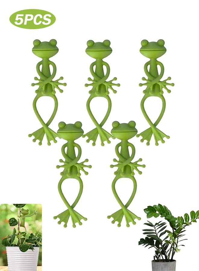 Sweet Life Frog Plant Stand, Green Frog Plant Supports, Cute Frog Flower Pot Hugger Plant Climbing Fixture Clips, Animal Figurines Planter Pot Hanger Decorations (5pc) - Image 1