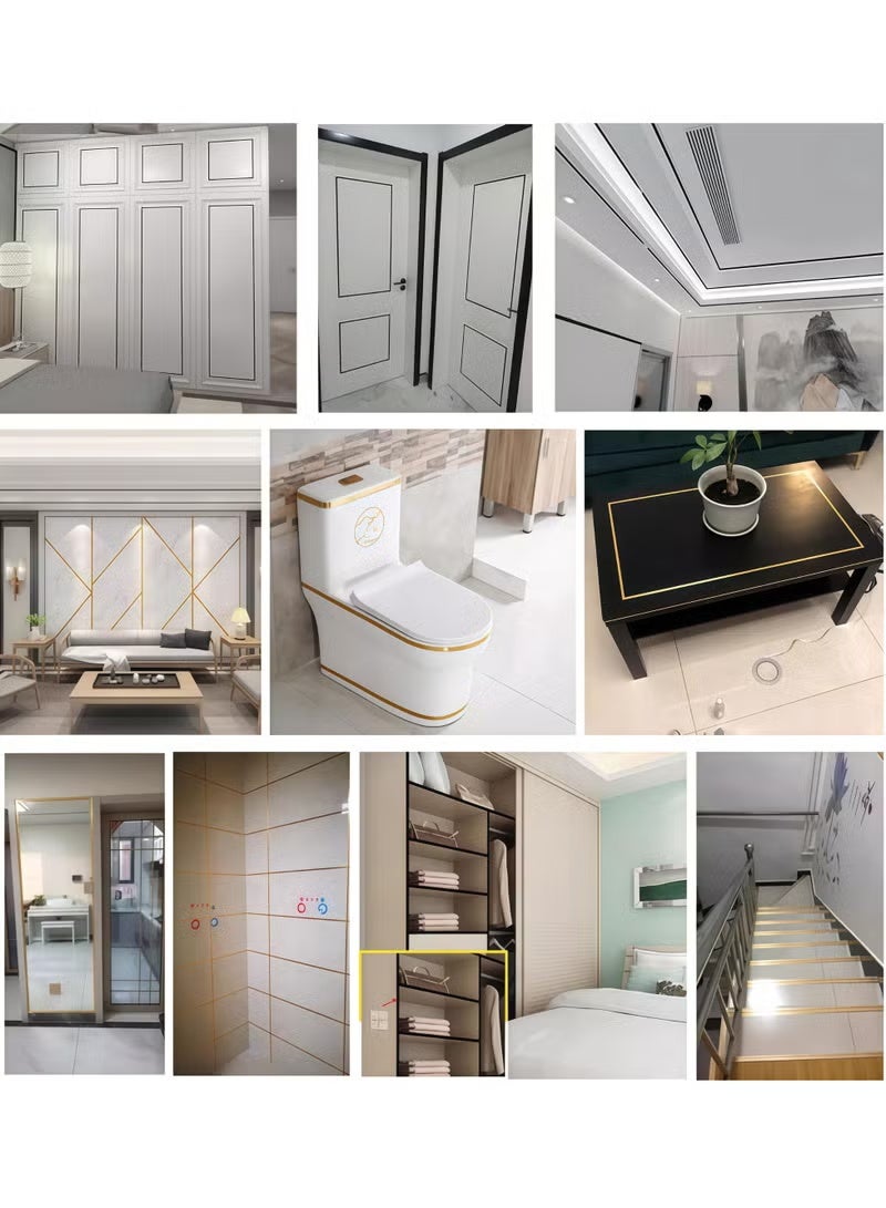 Art tape,Self Adhesive Gold Graphic Art Tape,Wall Edging Strip,Waterproof Ceiling Border Door Frame Waist Line, Interior Decoration Kitchen Bathroom Tiles,for Floor/Wall Tiles, Wallpaper Gaps, Floor Lines, Corners,Toilets, Wall/Floor Gaps（10mm*50m） - Image 3