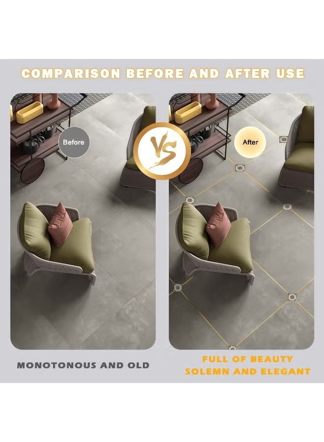 Art tape,Self Adhesive Gold Graphic Art Tape,Wall Edging Strip,Waterproof Ceiling Border Door Frame Waist Line, Interior Decoration Kitchen Bathroom Tiles,for Floor/Wall Tiles, Wallpaper Gaps, Floor Lines, Corners,Toilets, Wall/Floor Gaps（10mm*50m） - Image 4