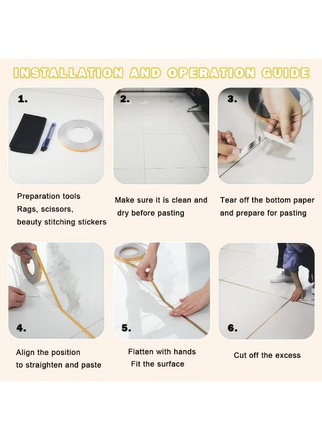 Art tape,Self Adhesive Gold Graphic Art Tape,Wall Edging Strip,Waterproof Ceiling Border Door Frame Waist Line, Interior Decoration Kitchen Bathroom Tiles,for Floor/Wall Tiles, Wallpaper Gaps, Floor Lines, Corners,Toilets, Wall/Floor Gaps（10mm*50m） - Image 5