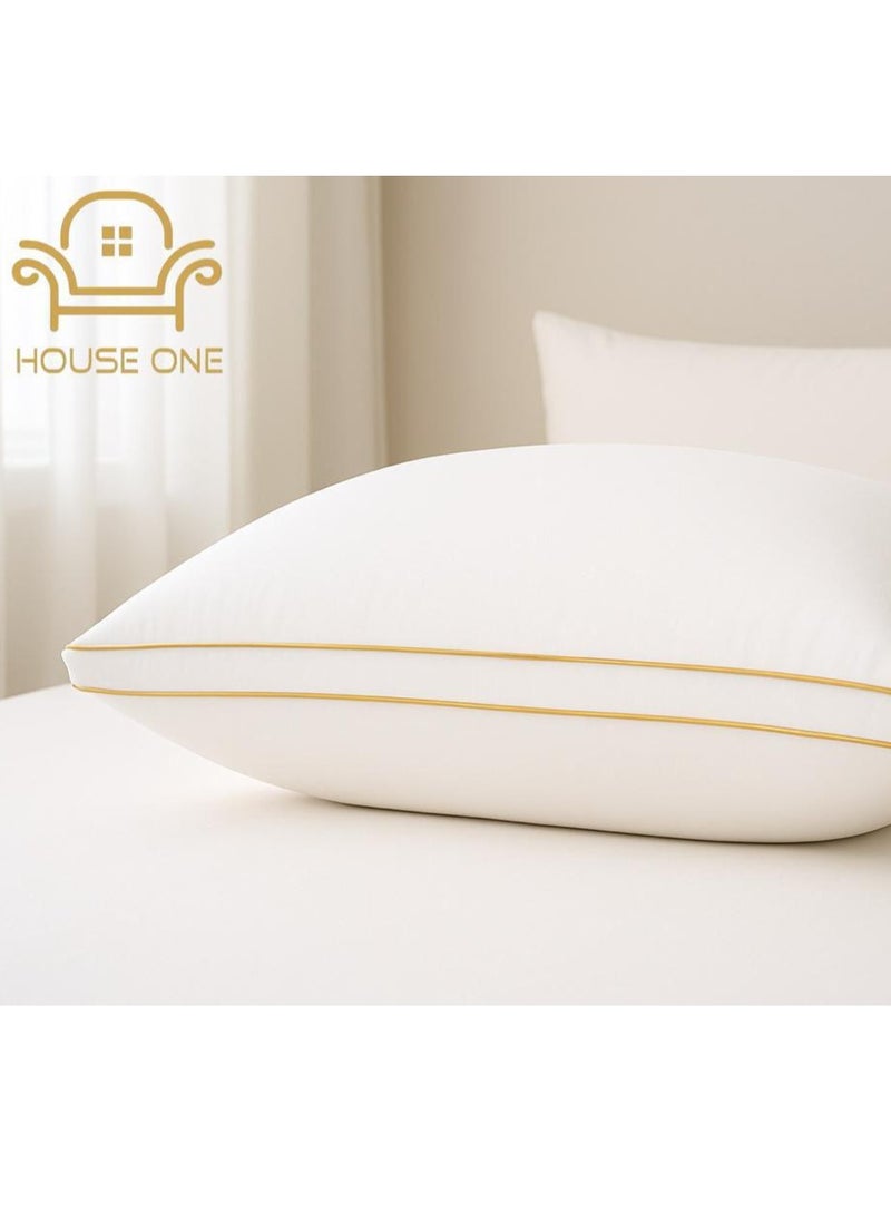 House One Hotel Pillow Microfiber with Double Golden Prime for Your Home Bed - White - 90x50 cm  - Image 2