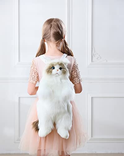 CU-MATE 20" Cute Plush Animal Cat Backpack Multiple Fashion Shoulder Bags Crossbody Gifts With Adjustable Straps for Women Girl Boy Kid (Muppet Cat Backpack) - Image 3