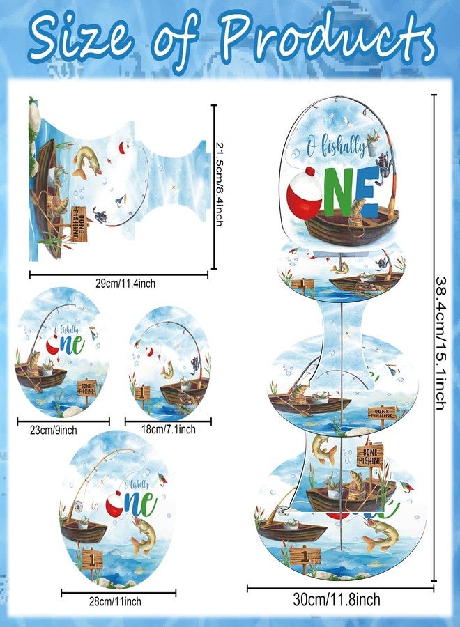 Keluna Ofishally One Birthday Decorations - O Fishally One Firtst Birthday Decorations, 3 Tier Fishing Theme Cupcake Stand, Summer Gone Fishing Cake Dessert Holder Treat Display - Image 2