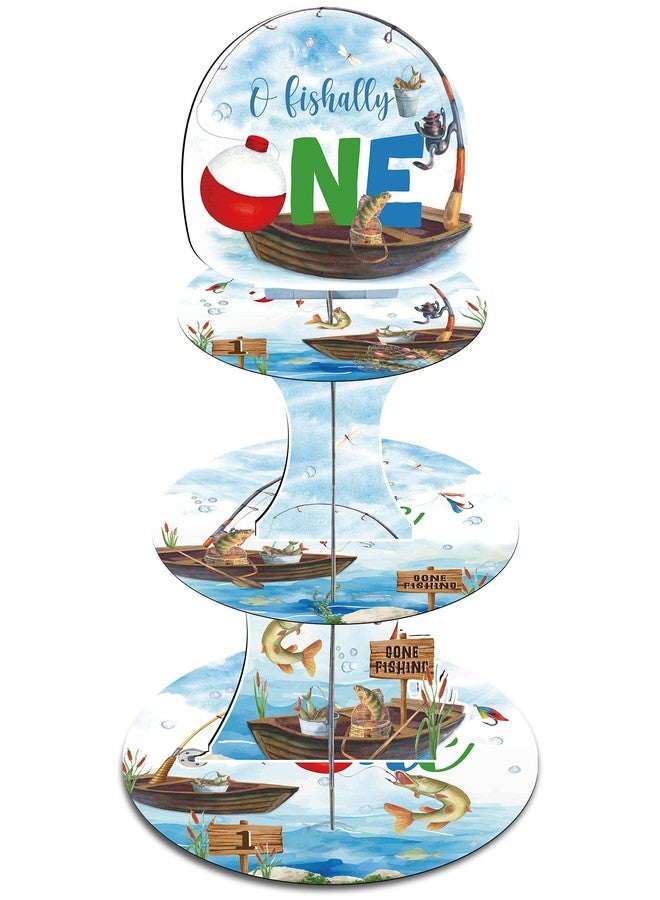Keluna Ofishally One Birthday Decorations - O Fishally One Firtst Birthday Decorations, 3 Tier Fishing Theme Cupcake Stand, Summer Gone Fishing Cake Dessert Holder Treat Display - Image 1