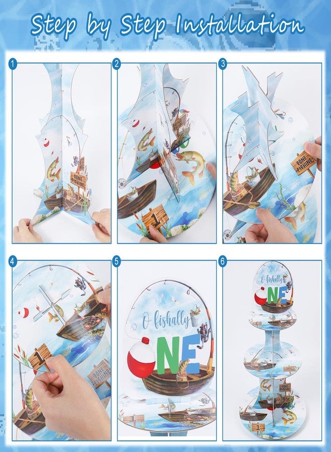 Keluna Ofishally One Birthday Decorations - O Fishally One Firtst Birthday Decorations, 3 Tier Fishing Theme Cupcake Stand, Summer Gone Fishing Cake Dessert Holder Treat Display - Image 4