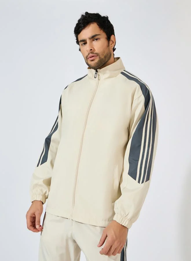 Styli Front Zip Striped Panel detail Athleisure Track Suit