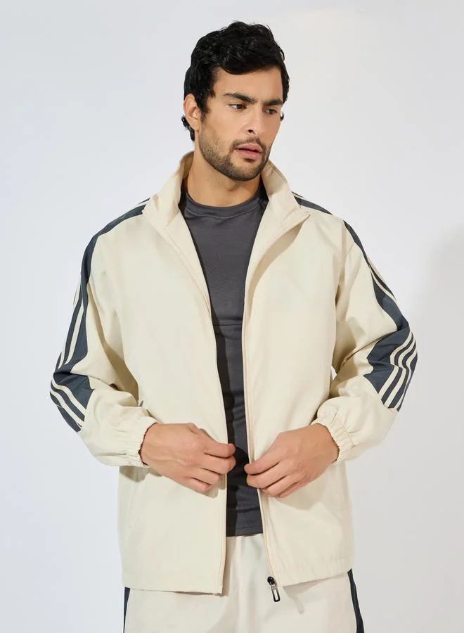 Styli Front Zip Striped Panel detail Athleisure Track Suit