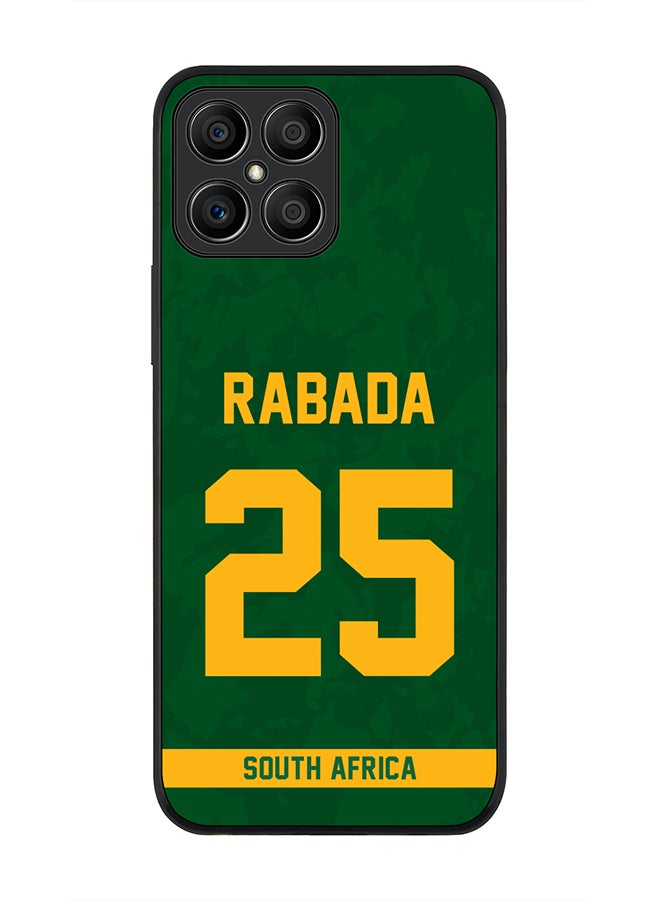 Stylizedd Rugged Black Edge Case for Honor X8, Slim fit Soft Case Flexible Rubber Edges Thin Cover - Player Name - Kagiso Rabada, Jersey Number- 25 - Image 1