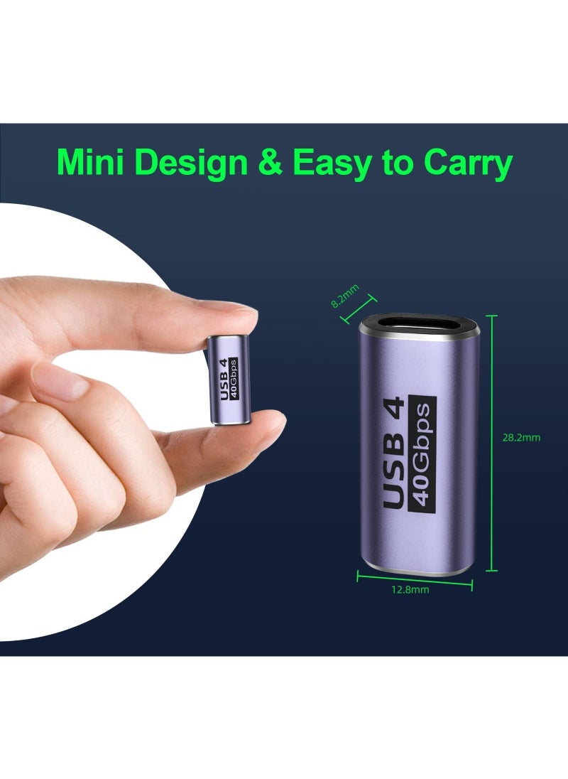 USB C Female to Female Adapter (4 Pack) with Thunderbolt 4/3 Support 40Gbps Data Transfer 100W PD and 8K@60Hz Video Pass-Through for USB-C HUB Magsafe and More Type C Devices
