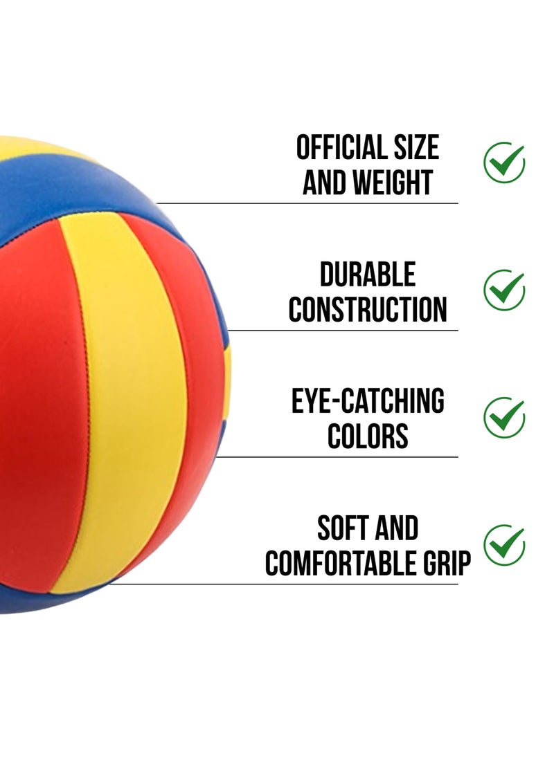 Soft Volleyball - Waterproof Indoor/Outdoor for Beach Play, Game, Gym, Training Official Size 5 - Volleyball in Red, Blue, and Yellow - Multi-Surface Pro Ball for Beach, Backyard and Court Games - pzsku/Z455458F4EBE48952CB8FZ/45/_/1734009730/a2751ace-c6da-4b80-92d7-c139f19b7790