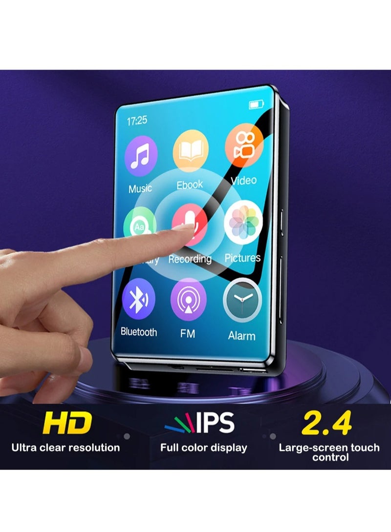 ارواق مشغل MP3، مشغل موسيقى بشاشة كاملة 2.4 بوصة، مشغل صوت ستيريو هاي فاي بلوتوث بشاشة تعمل باللمس بالكامل، مشغل راديو مسجل صوت قابل لإعادة الشحن مع مكبر صوت مدمج، (دعم تمديد الذاكرة بسعة 16 جيجابايت) - Image 5