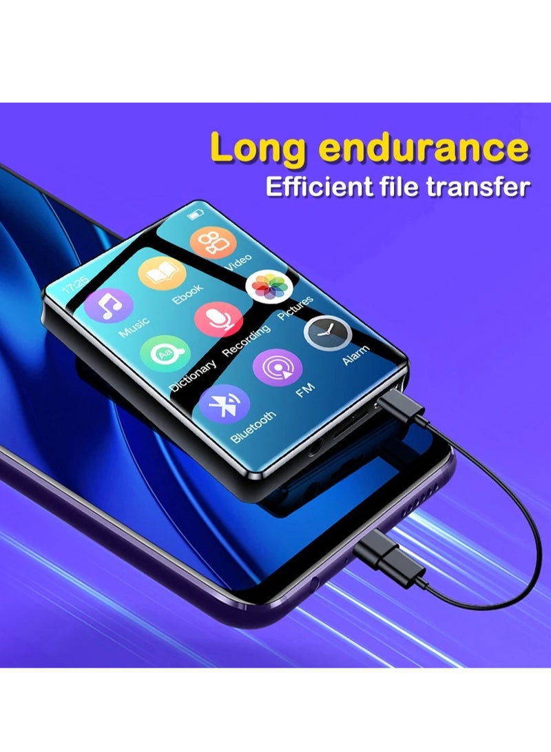 ارواق مشغل MP3، مشغل موسيقى بشاشة كاملة 2.4 بوصة، مشغل صوت ستيريو هاي فاي بلوتوث بشاشة تعمل باللمس بالكامل، مشغل راديو مسجل صوت قابل لإعادة الشحن مع مكبر صوت مدمج، (دعم تمديد الذاكرة بسعة 16 جيجابايت) - Image 2