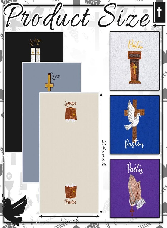 Tegeme 6 Pcs Pastor Towels Christian Embroidered Hand Towels Cross Clergy Dove Pattern Clergy Appreciation Gifts for Men Priest Ministers Father Christmas - Image 3