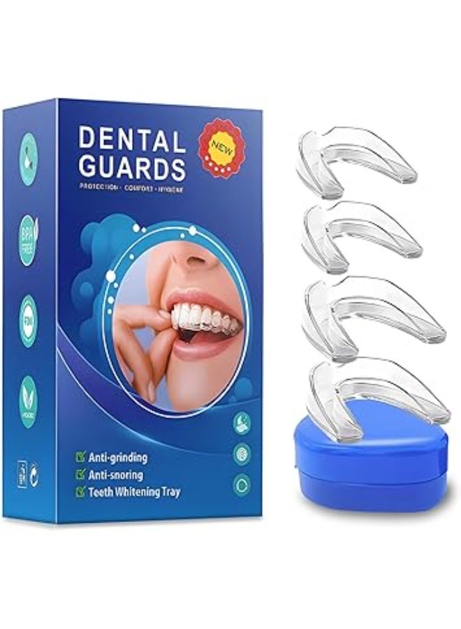واقي الفم لصقل الاسنان في الليل ، واقيات الفم لطحن الاسنان، واقي فم قابل لاعادة الاستخدام للنوم، واقي للعض، مجموعة من 4 قطع بمقاسين - Image 1