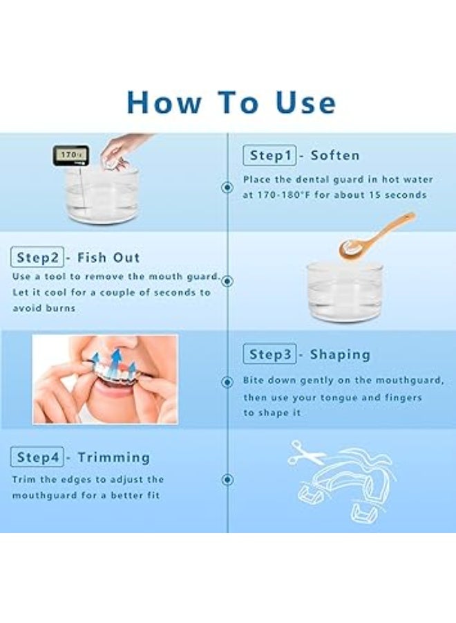 واقي الفم لصقل الاسنان في الليل ، واقيات الفم لطحن الاسنان، واقي فم قابل لاعادة الاستخدام للنوم، واقي للعض، مجموعة من 4 قطع بمقاسين - Image 3