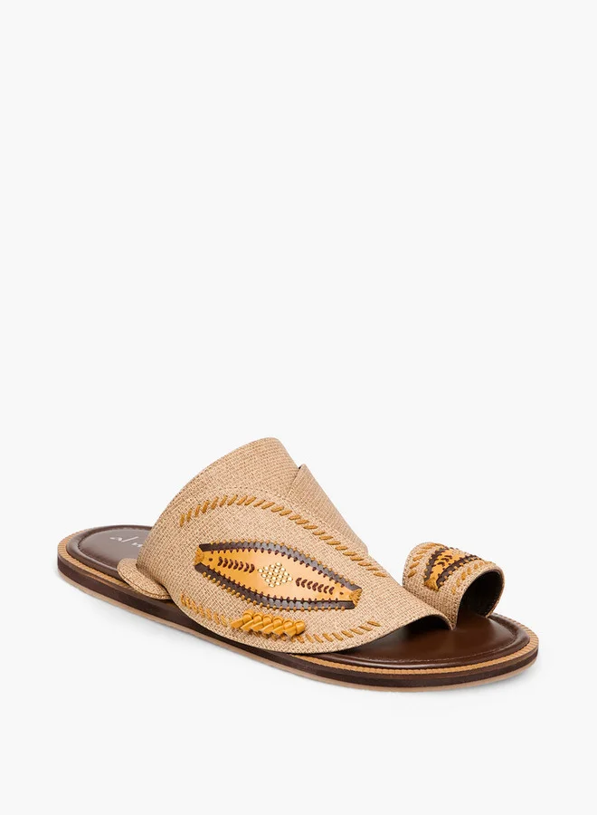 Al Waha Embroidered Slip-On Arabic Sandals with Toe Loop