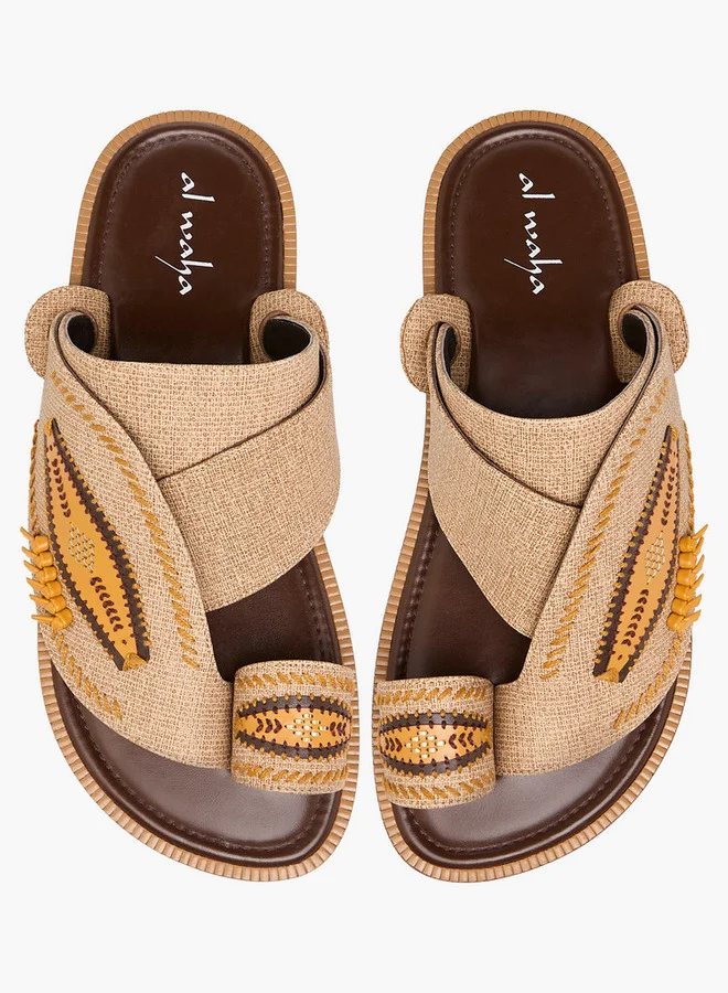 Al Waha Embroidered Slip-On Arabic Sandals with Toe Loop