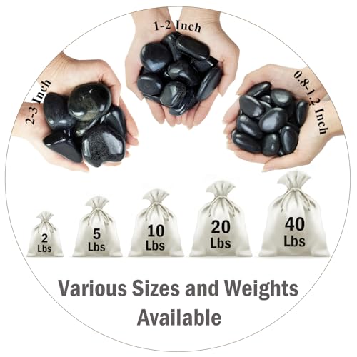 FANTIAN 5 lbs Polished Black River Rocks, 1-2 Inch Decorative Pebbles for Indoor Plants. Black Stones for Planters, Vase, Garden Landscape and Outdoor Decorative Stones - Image 2