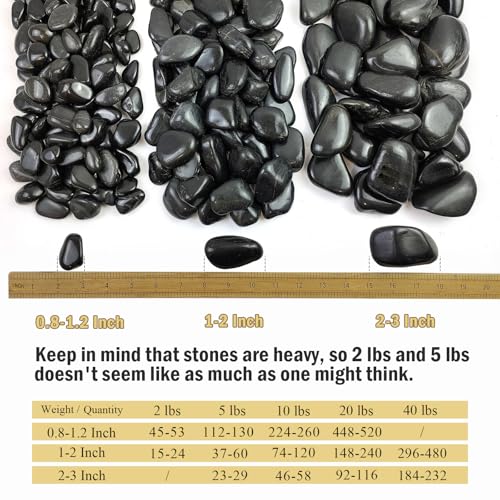 FANTIAN 5 lbs Polished Black River Rocks, 1-2 Inch Decorative Pebbles for Indoor Plants. Black Stones for Planters, Vase, Garden Landscape and Outdoor Decorative Stones - Image 3