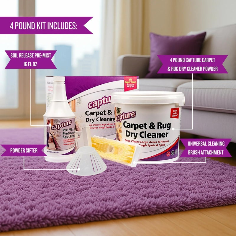 Capture Carpet Total Care Kit 400 - Home Couch and Upholstery, Car Rug, Dogs & Cats Pet Carpet Cleaner Solution - Strength Odor Eliminator, Stains Spot Remover, Non Liquid & No Harsh Chemical - Image 3