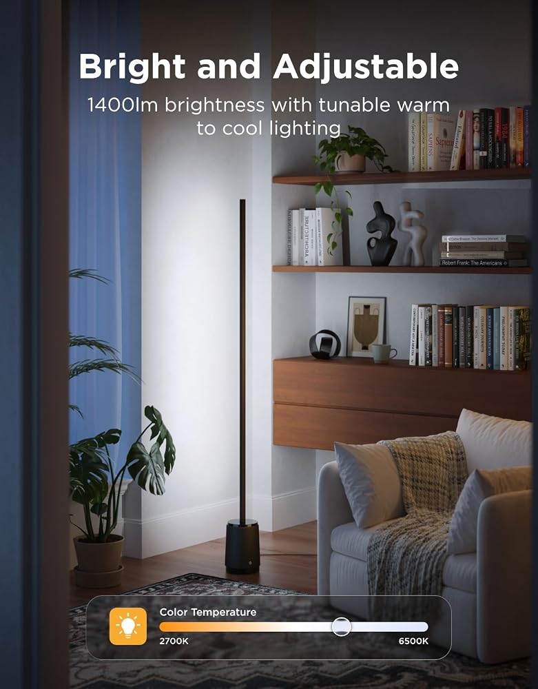 جوفي مصباح LED من نوع Govee LED مصباح أرضي 3 Lite RGBICWW، سعة إضاءة 1400 لومن، مصباح واقف ذكي بطول 152 سم. - Image 3