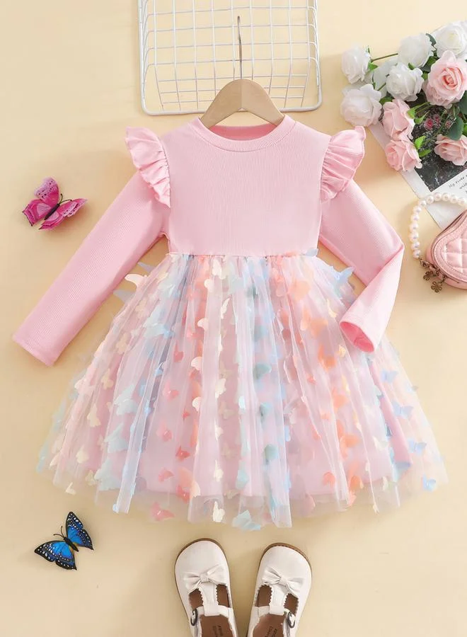 Take Two Take Two Ruffled Detail Mesh Hem Dress