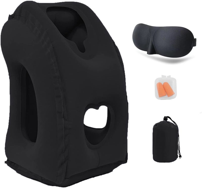 Povinmos Inflatable Travel Pillows for Airplane Blow Up Neck Pillow for Sleeping Airplane Travel Essentials for Long Flight Support Head Neck and Lumbar Used for CarBusTrainOffice Rest Adults Kids 