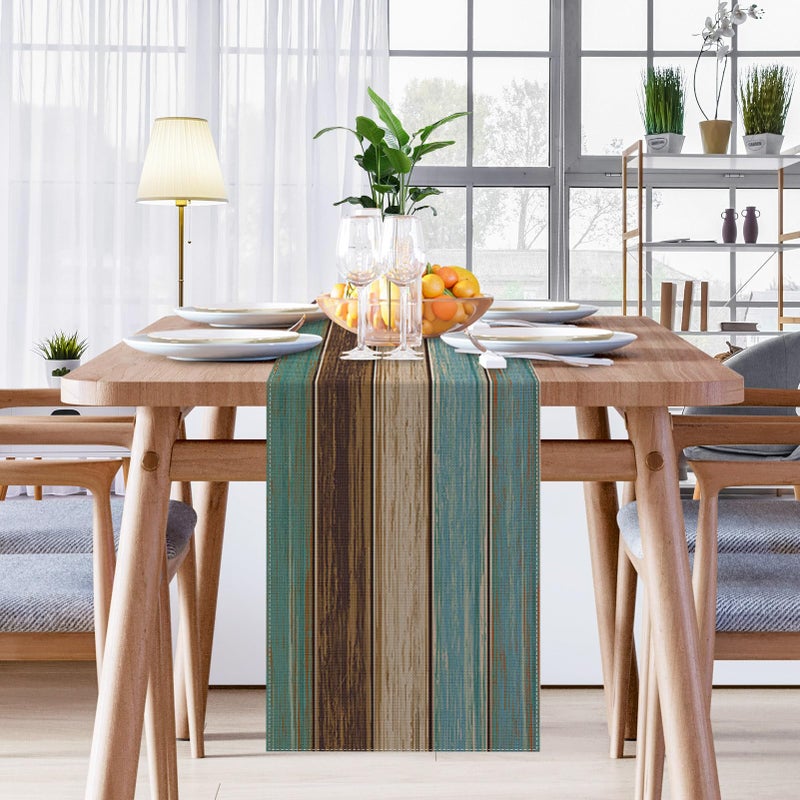 Emvency Farmhouse Table Runner  Vintage Green And Brown Art Painting For Kitchen Coffee Table Family Dinners Holiday Parties Wedding Events Decor(13X72 Inch) - Image 5