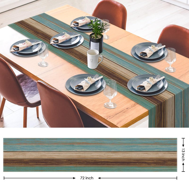 Emvency Farmhouse Table Runner  Vintage Green And Brown Art Painting For Kitchen Coffee Table Family Dinners Holiday Parties Wedding Events Decor(13X72 Inch) - Image 2
