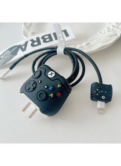 The Four-piece Charger Protective Cover Is Suitable For Iphone 15 Fast Charging Head Protective Cover 18W/20W Charger-Specifications:133. Game Machine Handle Black (four-piece Set) Size Head 1.4 Meters Winding Rope Tie