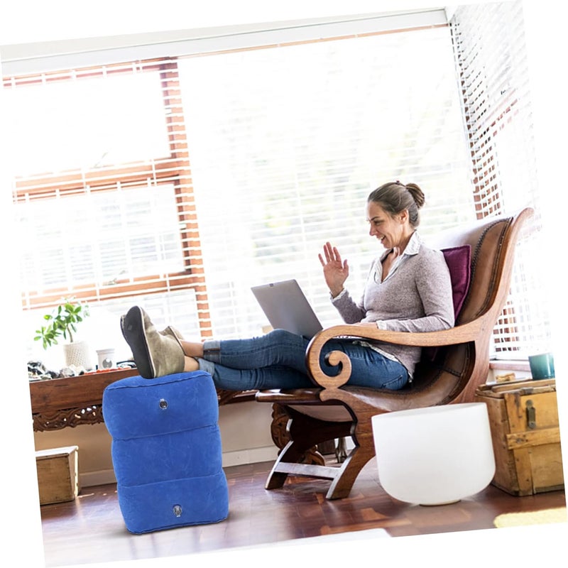 Milisten 1 Set Inflatable Foot Rest Pillow for Airplane Travel Comfortable Leg Support for Portable Design with Storage Bag for Car and Home Relaxation - Image 3