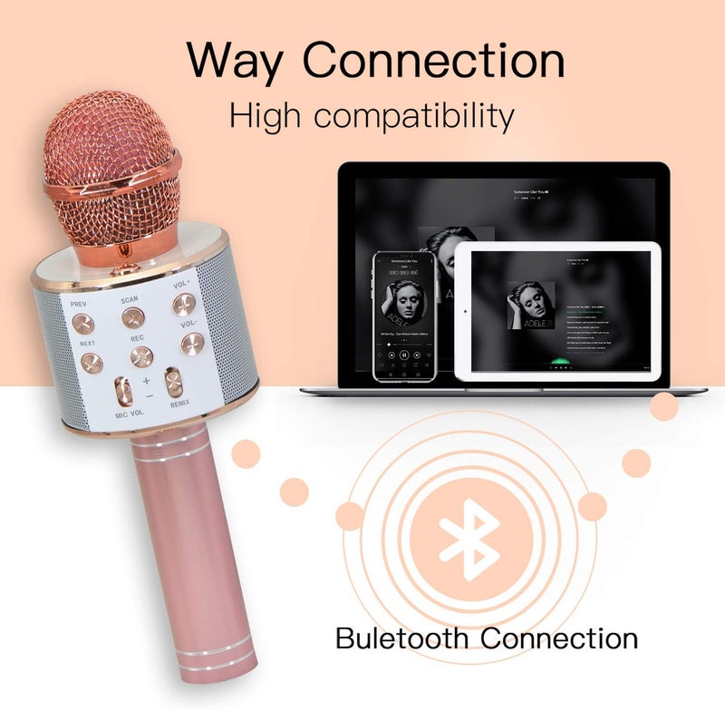 Keyian Karaoke Microphone for Kids - Rose Gold - Image 4