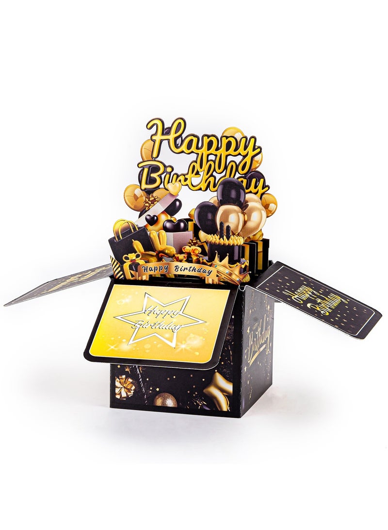 الذهب الأسود بطاقة تهنئة عيد ميلاد ثلاثية الأبعاد - Image 1