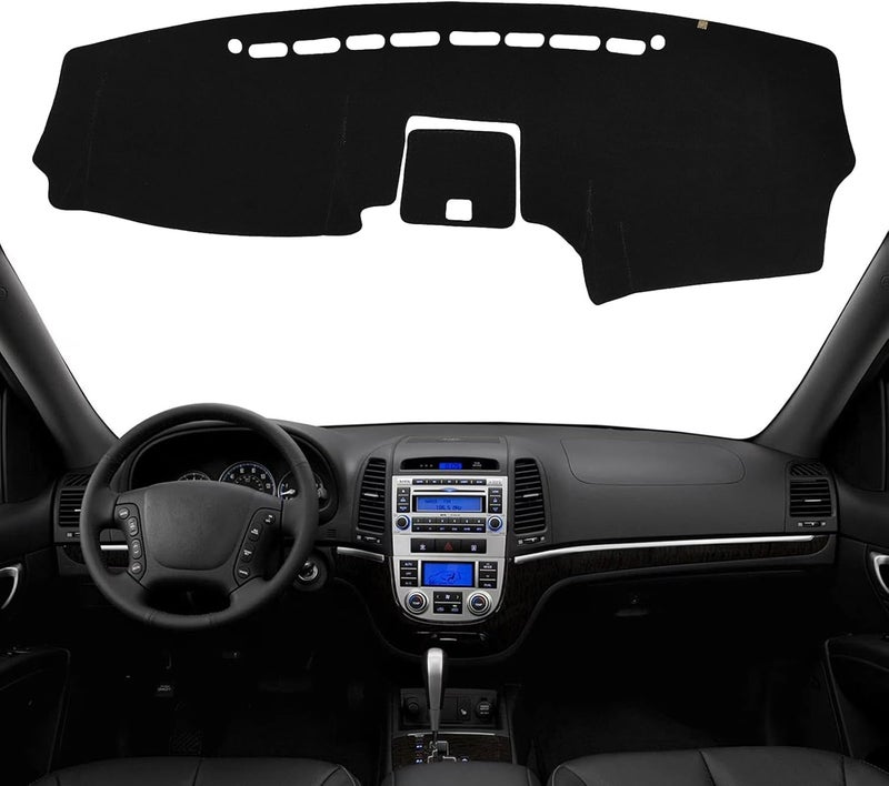 KEYOOG Dashboard Cover Dash Mat Fit for Hy-undai Santa Fe 2012-2007 (for Left Hand Drive),Car Dash Board Mat Anti-Glare Carpet,Non-Slip Pad Sunshield Protector (Black) - Image 1