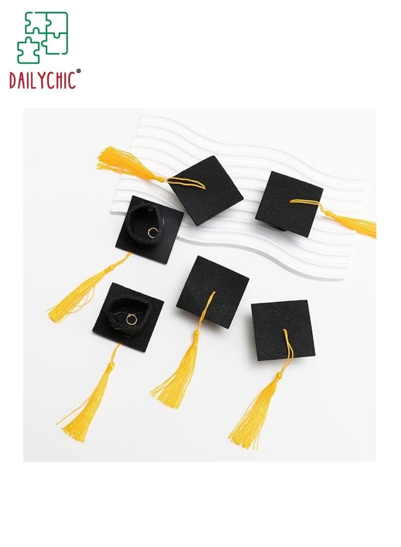 DAILYCHIC Mini Graduation Hats Decorations,Black Felt Graduation Hat with Tassels Cake Pops Bottle Cover Toppers,Photo Prop Accessory Party Decorations(12pcs) - Image 4