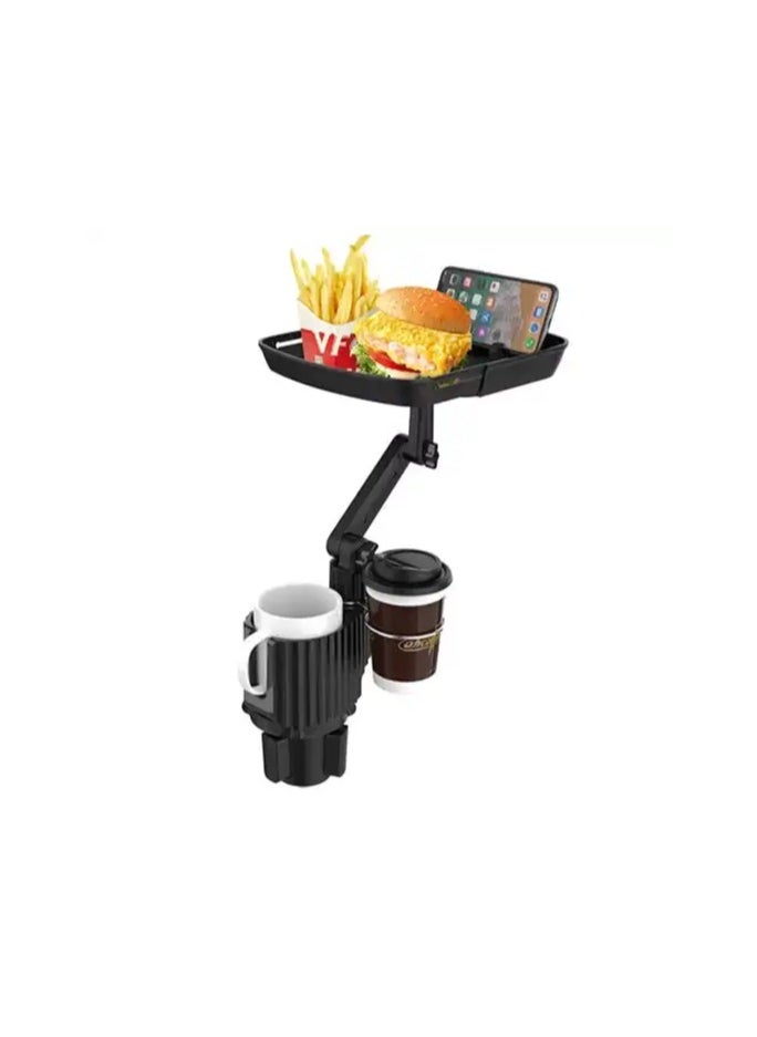 SS Adjustable car cup holder with 360-degree rotating tray, multifunctional car drink and storage mount with expansion capabilities  - Image 1