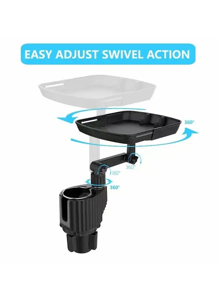 SS Adjustable car cup holder with 360-degree rotating tray, multifunctional car drink and storage mount with expansion capabilities  - Image 5