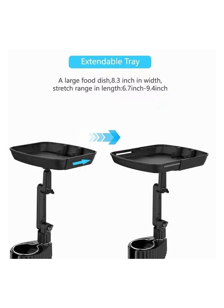 SS Adjustable car cup holder with 360-degree rotating tray, multifunctional car drink and storage mount with expansion capabilities  - Image 2