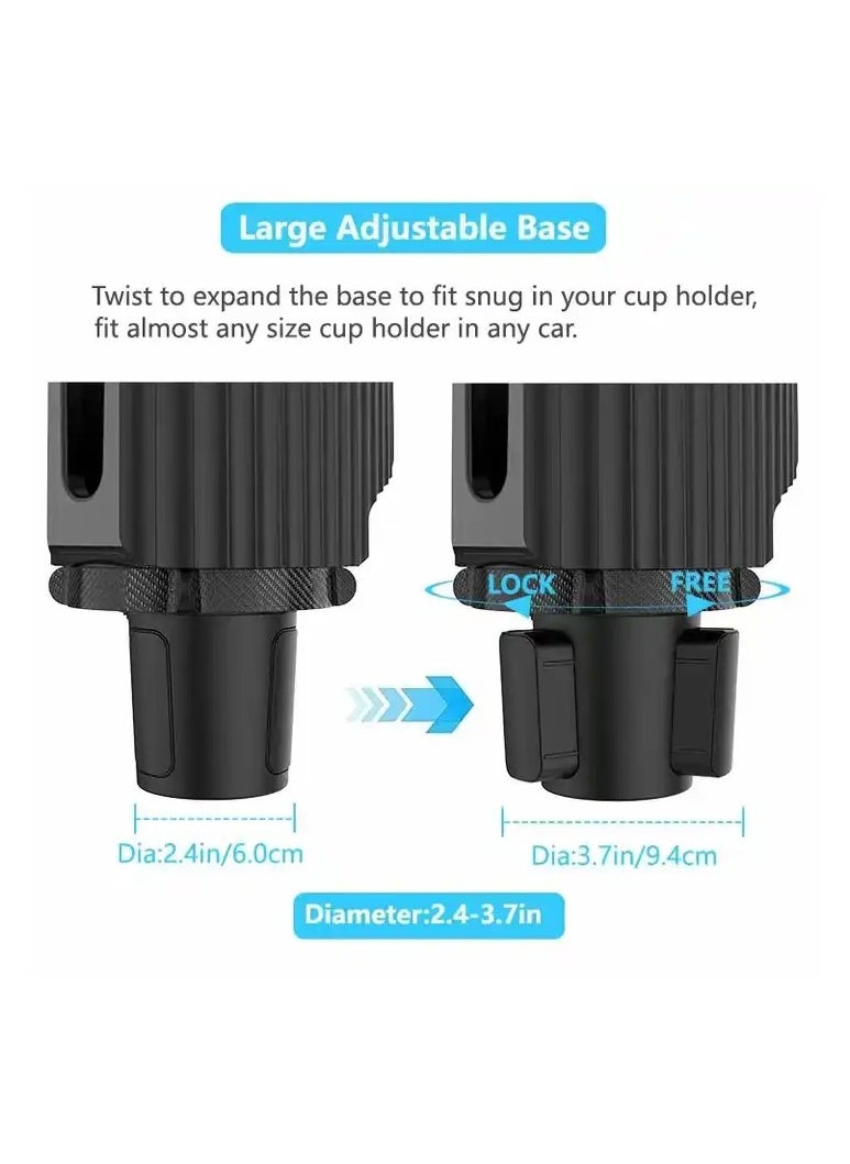 SS Adjustable car cup holder with 360-degree rotating tray, multifunctional car drink and storage mount with expansion capabilities  - Image 4