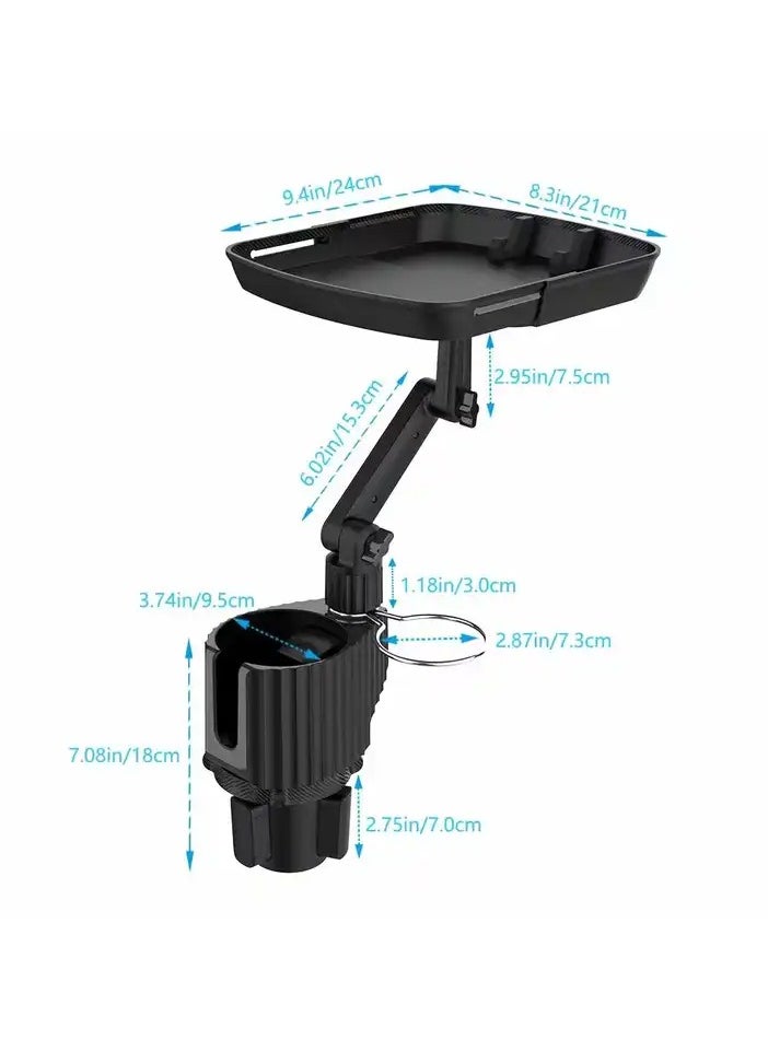 SS Adjustable car cup holder with 360-degree rotating tray, multifunctional car drink and storage mount with expansion capabilities  - Image 3