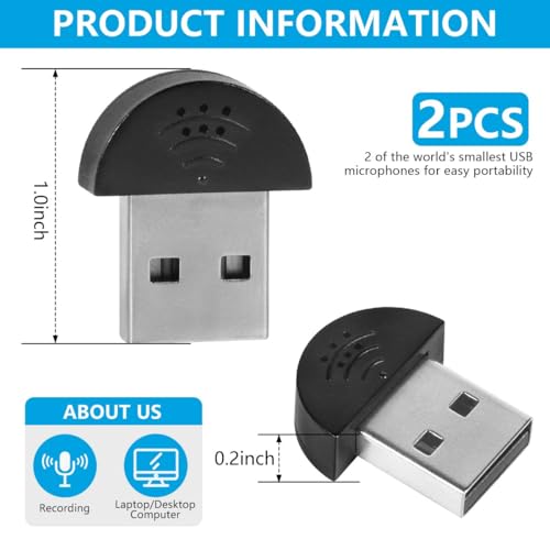 KISEER 2 Pcs USB 2.0 Mini Microphone, Laptop/Desktop PC Plug and Play for Skype, MSN, Yahoo Recording, YouTube, Google Voice Search and Games - Image 2