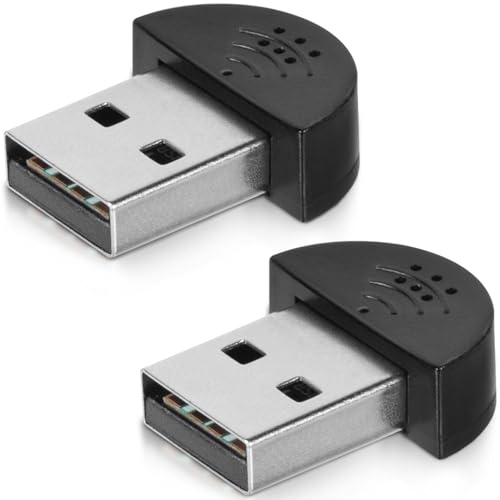 KISEER 2 Pcs USB 2.0 Mini Microphone, Laptop/Desktop PC Plug and Play for Skype, MSN, Yahoo Recording, YouTube, Google Voice Search and Games - Image 1