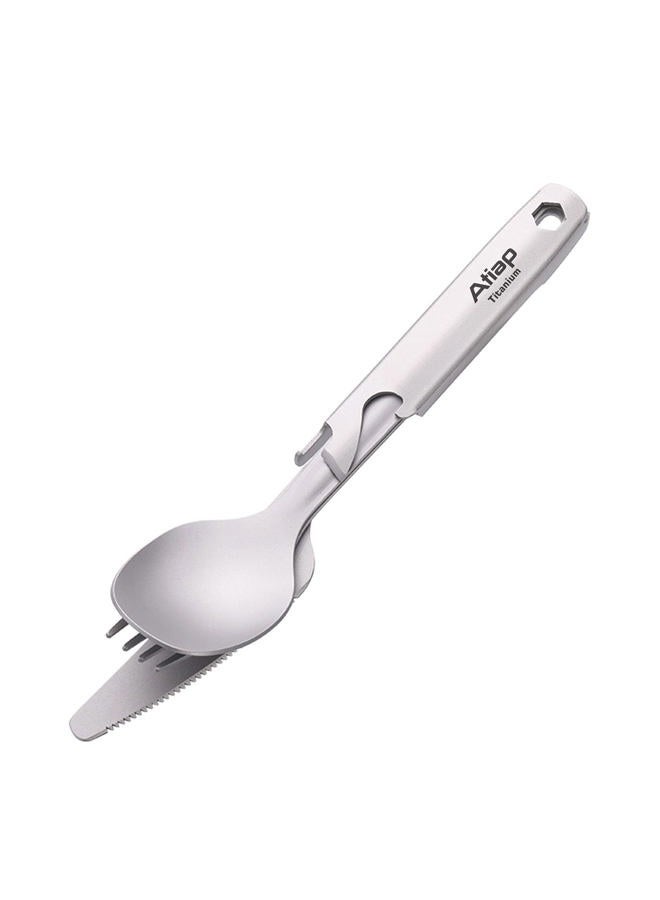 ATiAP Titanium Fork Spoon Bottle Opener, 4 Pieces Tableware Set Utility Cutlery Set for Camping Travel Daily Use - Image 1